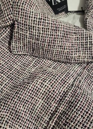 Твідова куртка zara/куртка з поясом на ґудзиках/бомбер овер твід