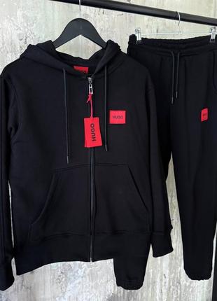Мужской черный спортивный костюм hugo boss