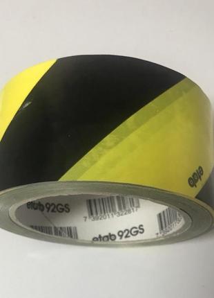 Самоклеющаяся лента скотч безопасности 50 мм х 33 м желто-черная1 фото
