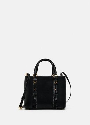Хит черная базовая мини сумка на плече zara кроссбоди сумочка зара  6204/310