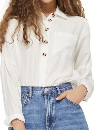 Сорочка базова жіноча блузка біла блуза однотонна натуральна довгий рукав