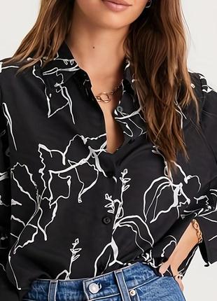 Сорочка,рубашка від zara , чорна в білі розводи