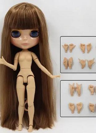 Шарнирная кукла блайз blythe 30 см. 4 цвета глаз, каштановые волосы