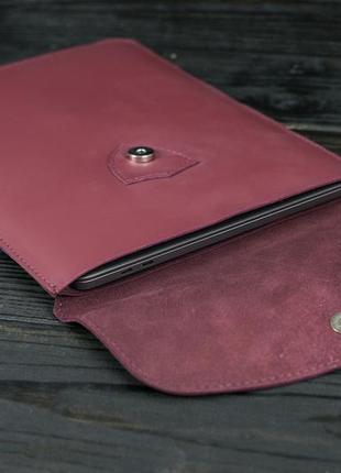 Кожаный чехол для macbook дизайн №36, натуральная кожа grand, цвет бордо