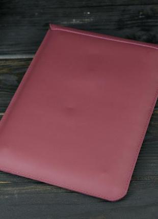 Кожаный чехол для macbook дизайн №36, натуральная кожа grand, цвет бордо4 фото