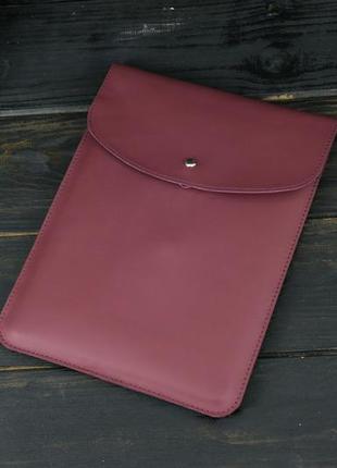 Кожаный чехол для macbook дизайн №36, натуральная кожа grand, цвет бордо2 фото