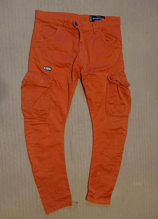 Неординарні яскраві жовтогарячі штани-карго cosi jeans cargo trusers orange 59-makoto греція 34 р.
