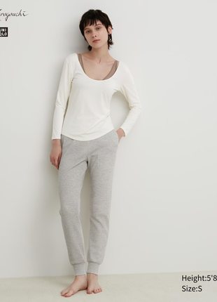 Экстра теплые вафельные брюки heattech mame kurogouchi uniqlo