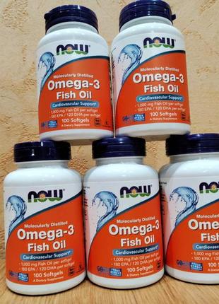 Now foods, рыбий жир с омега-3, 1000 мг, 180 эпк, 120 дгк, 100 капсул