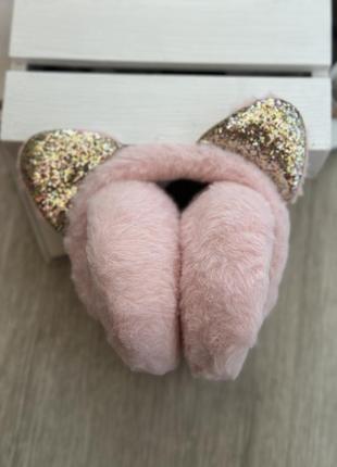 Наушники меховые  складные с кошачьими ушками  розовый one size (6014)
