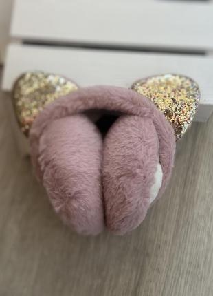 Наушники меховые  складные с кошачьими ушками  пудровый one size (6014)