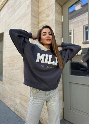 Стильне худі на флісі s-m l-xl