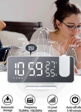 Годинник, будильник із проєктором threeh і зарядним пристроєм usb. , с fm-радио3 фото