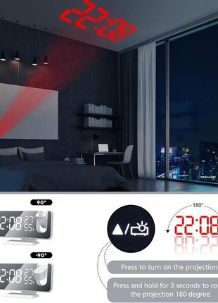 Годинник, будильник із проєктором threeh і зарядним пристроєм usb. , с fm-радио6 фото