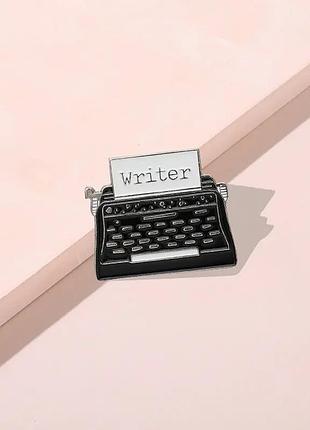 Печатная машинка значок пишущая машина брошка писатель сценарий книга writer ундервуд pin ретро underwood