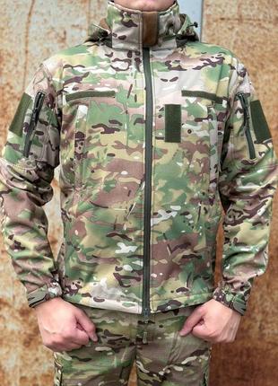Куртка тактична soft-shell мультикам демісезон зі знімним капюшоном