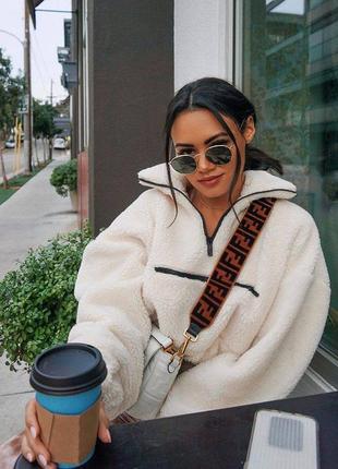 Свитшот teddy casual с воротником с молнией с карманом на груди с манжетами на резинке