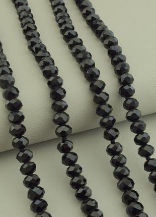 Длинные бусы черный чешский хрусталь, длина 180 см.2 фото