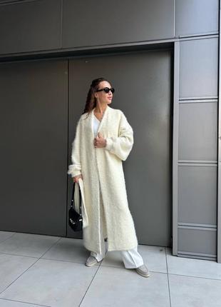 Теплый кардиган под пояс с ворсом3 фото