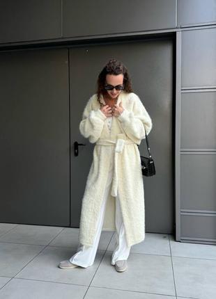 Теплый кардиган под пояс с ворсом7 фото