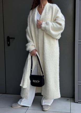 Теплый кардиган под пояс с ворсом4 фото