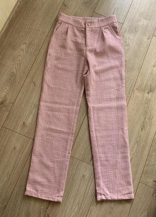 Твідові пудрові брюки , штани рожеві zara mango massimo dutti