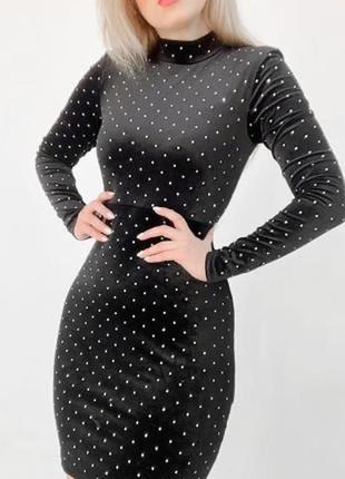 Плаття велюр  , бархатне  чорне , декороване камінням , стразами zara , вечірнє , святкове massimo dutti next h&m