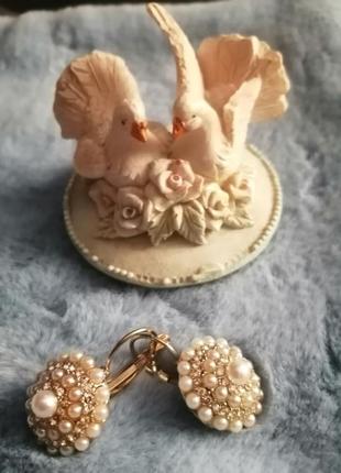 Сережки перламутр цирконий