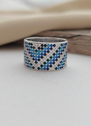 Серебряная широкая кольца с орнаментом