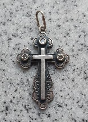 Кулон подвеска крест крестик серебро 925