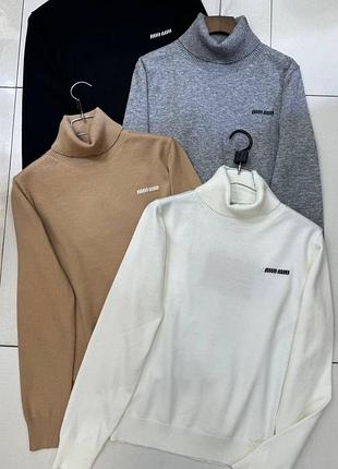 Брендовый свитер гольф водолазка в стиле miu miu