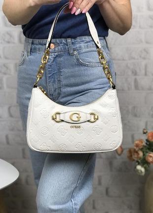 Сумка женская guess оригинал izzy peony logo shoulder bag гесс белая