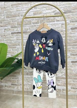Костюм для дівчинки 2-3,3-4,4-5,5-6,7-8 років у стилі zara kids темно-сірий колір disney.