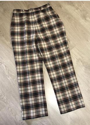 Теплі брюки в клітину вовна/шовк