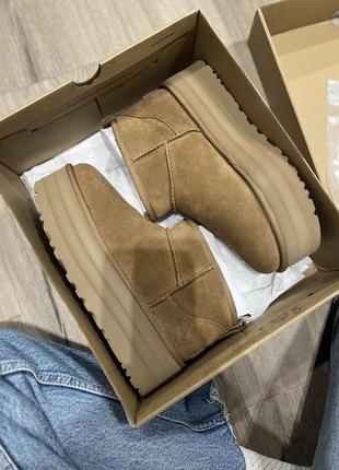 Угги на платформе (ugg classic mini platform chestnut)