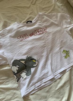 Белая футболка том и джерри tom and jerry s