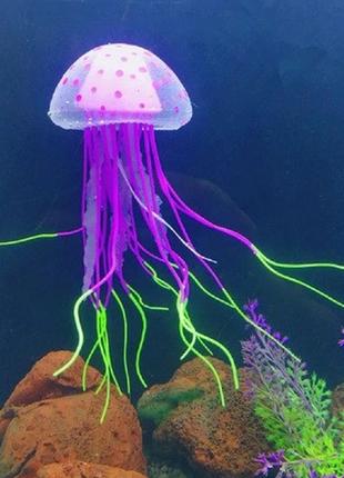 Медуза в акваріум силіконова штучна 55 на 150 мм фіолетовий1 фото