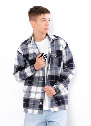 Сорочка байкова в клітинку, картата кашемірова тепла рубашка підліткова, клітчаста кофта на гудзиках