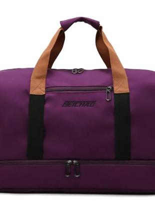 Дорожная, спортивная сумка джля йоги с отделением для обуви 28*46*25 фиолет2 фото