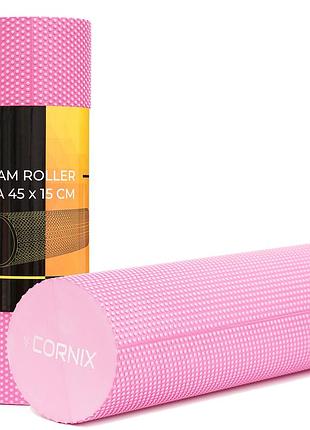 Массажный ролик cornix eva+ 45 x 15 см (валик, роллер) xr-0303 pink