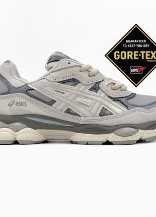 Мужские утепленные кроссовки women asics gel-nyc gore-tex beige grey аксикс бежевого с серым цветов термо