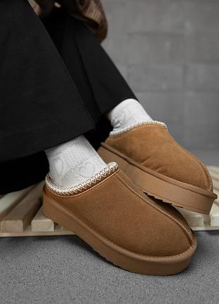 Женские низкие угги lam коричневые из натуральной замши