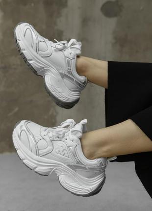 Женские кроссовки balance grey из натуральной кожи6 фото