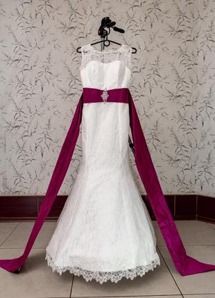 Неймовірна весільна сукня зі спідницею-годе і бантом на талії 📍розмір xs-s