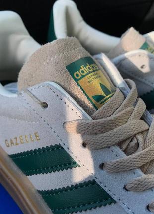 Adidas gazelle bold beige green кроссовки5 фото