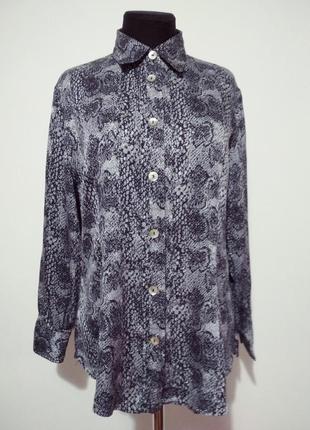 100% шёлк фирменная натуральная блузка стильный змеиный принт перламутровые пуговицы2 фото