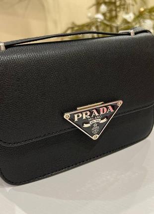 Сумка женская классическая черная со стильной застежкой прада prada3 фото