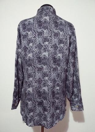 100% шёлк фирменная натуральная блузка стильный змеиный принт перламутровые пуговицы6 фото