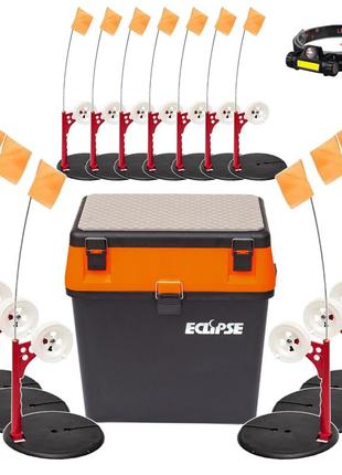 Жерлиця зимова оснащена 10шт профмонтаж в ящику для риболовлі на щуку помаранчева