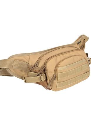 Сумка на пояс тактическая kombat uk summit waist bag coyote нагрудна сумка для військових бананка